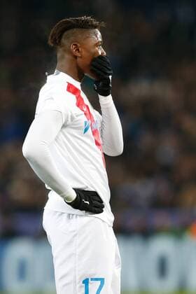 Club s Anthony Limbombe looks dejected after a game between British club Leicester City Football Club and Belgian first division soccer team Club Brugge KV, the fifth game of the Champions League group stage competition, in the group G, in Leicester, Great Britain, Tuesday 22 November 2016. BRUNOxFAHY  x04980802x