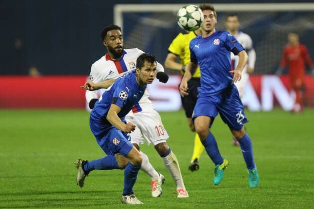 Zagreb, 22.11.2016., Stadion Maksimir - UEFA Champions League 2016 2017 Season, Group H. GNK DINAMO Zagreb (blue) - Olympique Lyon (white) 0:1 Leonardo Sigali (22), Alexandre Lacazette (10)