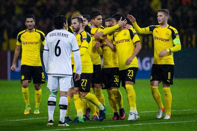 November 22, 2016 - Dortmund, Germany - Shinji Kagawa of Borussia Dortmund celebrates a goal during the UEFA Champions League Group F match between Borussia Dortmund and Legia Warszawa at Signal Iduna Park on November 22, 2016 in Dortmund, North Rhine-Westphalia. Borussia Dortmund v Legia Warszawa - UEFA Champions League  - ZUMAn230 20161122_zaa_n230_478