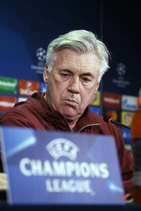 ROSTOV-ON-DON, RUSSIA - NOVEMBER 22, 2016: Bayern Munich s manager Carlo Ancelotti gives a press conference PK Pressekonferenz ahead of a UEFA Champions League Group D football match between FC Rostov and Bayern Munich. Valery Matytsin TASS  TS03879C