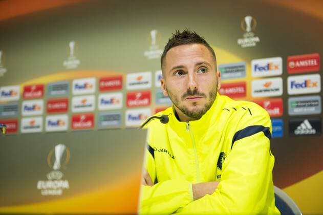 Fußball, EL, PK KAA Gent Gent s Danijel Milicevic pictured during a press conference PK Pressekonferenz of Belgian soccer team KAA Gent, Wednesday 23 November 2016, in Gent. Tomorrow Gent is playing the fifth game of the group stage of the Europa League competition against Portuguese team SC Braga, in the group H. JASPERxJACOBS  x04981204x
