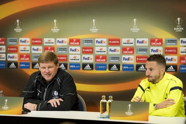 Fußball, EL, PK KAA Gent Gent s head coach Hein Vanhaezebrouck and Gent s Danijel Milicevic a press conference PK Pressekonferenz of Belgian soccer team KAA Gent, Wednesday 23 November 2016, in Gent. Tomorrow Gent is playing the fifth game of the group stage of the Europa League competition against Portuguese team SC Braga, in the group H. JASPERxJACOBS  x04981278x