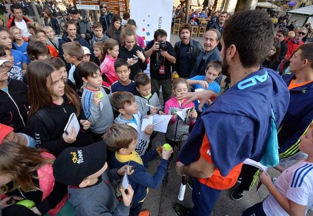 Kid s day of Croatian tennis national team Nationalteam 23.11.2016., Croatia, Zagreb - Kid s day of Croatian tennis national team on the eve of the final match of the Davis Cup against Argentina. Marin Cilic.  MarkoxLukunic PIXSELL