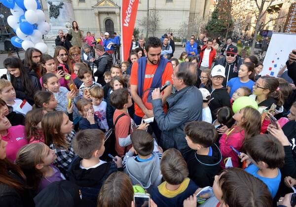 Kid s day of Croatian tennis national team Nationalteam 23.11.2016., Croatia, Zagreb - Kid s day of Croatian tennis national team on the eve of the final match of the Davis Cup against Argentina. Marin Cilic.  MarkoxLukunic PIXSELL