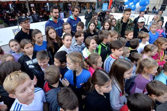 Kid s day of Croatian tennis national team Nationalteam 23.11.2016., Croatia, Zagreb - Kid s day of Croatian tennis national team on the eve of the final match of the Davis Cup against Argentina. Marin Cilic.  MarkoxLukunic PIXSELL