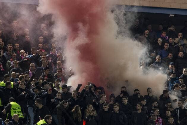 PSV Eindhoven s supporters during the Champions League match between Atletico de Madrid and PSV Eindhoven at Vicente Calderon Stadium in Madrid , Spain. November 23, 2016.  (20161123005)