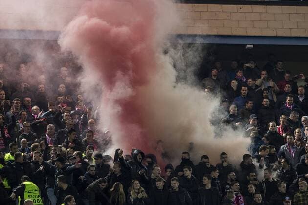 PSV Eindhoven s supporters during the Champions League match between Atletico de Madrid and PSV Eindhoven at Vicente Calderon Stadium in Madrid , Spain. November 23, 2016.  (20161123004)