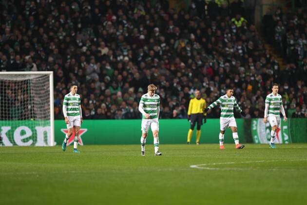 Stuart Armstrong of Celtic is dejected after Lionel Messi of Barcelona scores during the Champions League match at Celtic Park, Glasgow. Picture Date: 23rd November 2016. Pic taken by Lynne Cameron Sportimage EDITORIAL USE ONLY. No use with unauthorised audio, video, data, fixture lists, club league logos or live services. Online in-match use limited to 120 images, no video emulation. No use in betting, games or single club league player publications.
