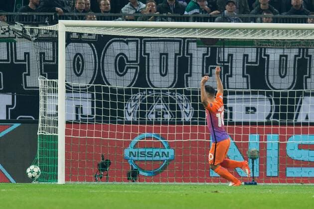 Moenchengladbach, Germany 23.11.2016, UEFA Champions League - 2016 17 Season, Group C - Matchday 5, Borussia Moenchengladbach - Manchester City FC, TOR zum 1:1 ( DeFodi001