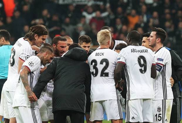 Besiktas players celebrate their 3 goal in the second half of the game and their come back from 3-0 to 3-3 after a UEFA Champions League, group B soccer match, between Besiktas and Benfica at Vodafone Arena in Istanbul, 23rd of November, 2016. (Tolga Adanali - Depo Photos)  15566115
