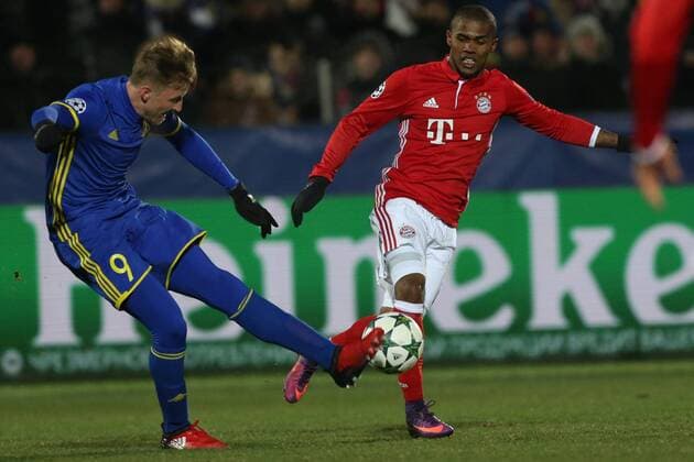 November 23, 2016 - Rostov-On-Don, Russia - Maksim Grigoryev (L) of FC Rostov vie for the ball during the UEFA Champions League Group D football match between FC Bayern Munich and FC Rostov, at Olimp 2 Stadium in Rostov-on-Don, Russia on Novemberr 23, 2016. FC Rostov v FC Bayern Muenchen - UEFA Champions League  - ZUMAn230 20161123_zaa_n230_168