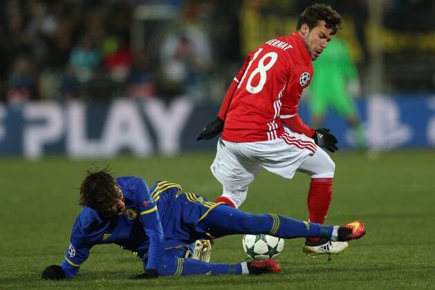 November 23, 2016 - Rostov-On-Don, Russia - Aleksandr Erokhin (L) of FC Rostov and Juan Bernat of FC Bayern Munich vie for the ball during the UEFA Champions League Group D football match between FC Bayern Munich and FC Rostov, at Olimp 2 Stadium in Rostov-on-Don, Russia on Novemberr 23, 2016. FC Rostov v FC Bayern Muenchen - UEFA Champions League  - ZUMAn230 20161123_zaa_n230_174