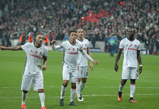UEFA Champions League Group B match between Besiktas and Benfica at Vodafone Arena in Istanbul , Turkey ,November 23 , 2016. Final Score : Besiktas 3 - Benfica 3 Pictured: Ricardo Quaresma , Adriano , Gokhan Inler and Vincent Aboubakar of Besiktas . 