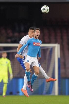 November 23, 2016 - Rome, Italy - Dries Mertens of Napoli is challenged by Yevhen Khacheridi of Dynamo Kyiv during the UEFA Champions League group B match between Napoli and Dynamo Kyiv at Stadio San Paolo, Naples, Italy on 23 November 2016. Napoli v Dynamo Kyiv - UEFA Champions League  - ZUMAn230 20161123_zaa_n230_186