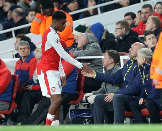 Arsenal s Alex Iwobi looks on dejected after soring an own goal during the Champions League group A match at the Emirates Stadium, London. Picture date November 23rd, 2016 Pic David Klein Sportimage EDITORIAL USE ONLY. No use with unauthorised audio, video, data, fixture lists, club league logos or live services. Online in-match use limited to 120 images, no video emulation. No use in betting, games or single club league player publications.