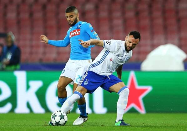 November 23, 2016 - Naples, Italy - Lorenzo Insigne (N) and Mykola Morozyuk (D) during the UEFA Champions League match between SSC Napoli and FC Dynamo Kyiv at Stadio San Paolo on November 23, 2016 in Naples. SSC Napoli v FC Dynamo Kyiv - UEFA Champions League  - ZUMAn230 20161123_zaa_n230_206