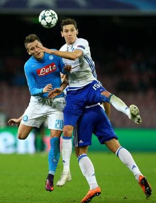 November 23, 2016 - Naples, Italy - Piotr Zielinski (N) and Denys Harmash (D) during the UEFA Champions League match between SSC Napoli and FC Dynamo Kyiv at Stadio San Paolo on November 23, 2016 in Naples. SSC Napoli v FC Dynamo Kyiv - UEFA Champions League  - ZUMAn230 20161123_zaa_n230_217