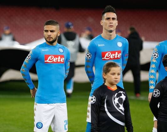 November 23, 2016 - Naples, Italy - Lorenzo Insigne and Jose Maria Callejon of Naples before the UEFA Champions League football match Napoli vs Dynamo Kiev on November 23, 2016 at the San Paolo stadium in Naples. SSC Napoli v FC Dynamo Kyiv - UEFA Champions League  - ZUMAn230 20161123_zaa_n230_233