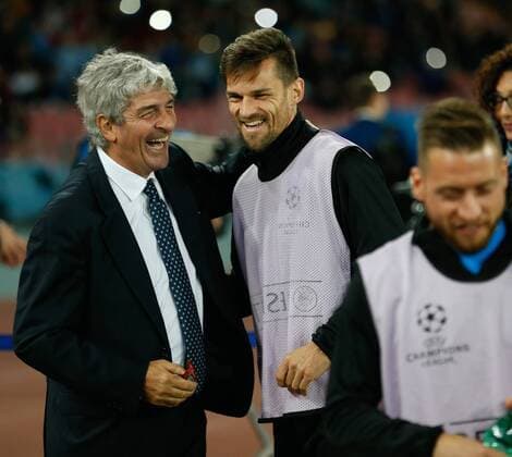 November 23, 2016 - Naples, Italy - Paolo Rossi and Cristian Maggio before the UEFA Champions League football match Napoli vs Dynamo Kiev on November 23, 2016 at the San Paolo stadium in Naples. SSC Napoli v FC Dynamo Kyiv - UEFA Champions League  - ZUMAn230 20161123_zaa_n230_234