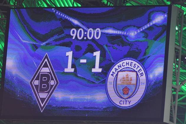 GER, Borussia Mönchengladbach (GER) vs. Manchester City (ENG) 23.11.2016, Borussia Park , Moenchengladbach , CL, Gruppe C, 5. Spieltag, GER, Borussia Mönchengladbach (GER) vs. Manchester City (ENG) im Bild: Endstand 1:1 Foto © nordphoto Meuter nordphotox xMeuter