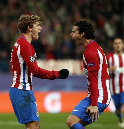 Griezmann. Champions League match played between Atletico Madrid and PSV Eindhoven. In this picture, Griezmann celebrates his goal. xPabloxGarciax 