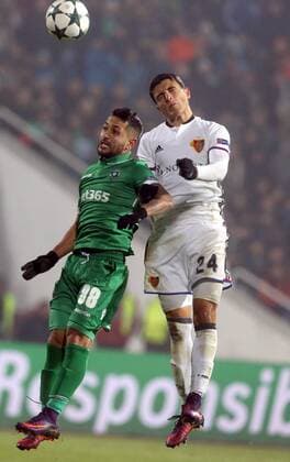 23.11.2016 Sofia(Bulgaria) PFC Ludogorets-FC Basel UEFA Champions League men s football Mohamed Elyounoussi (r) FC Basel and Wanderson(L) PFC Ludogorets :Str 