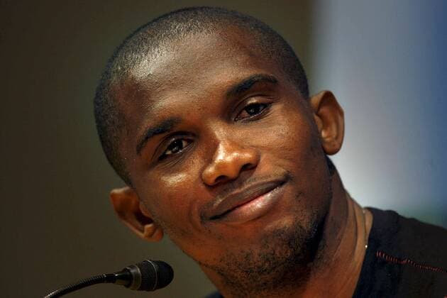 Barcelona s forward Samuel Eto o from Cameroon during the press conference PK Pressekonferenz after the team s training session held in Barcelona, Spain. SAMUEL ETO O !ACHTUNG: NUR REDAKTIONELLE NUTZUNG!  20161124-636155940876156713