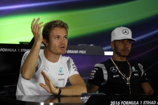 Abu Dhabi Grand Prix, UAE 24 - 27 November 2016 24.11.2016 - press conference PK Pressekonferenz Nico Rosberg (GER) Mercedes AMG F1 W07 Hybrid and Lewis Hamilton (GBR) Mercedes AMG F1 W07 Hybrid 