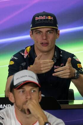 Abu Dhabi Grand Prix, UAE 24 - 27 November 2016 24.11.2016 - press conference PK Pressekonferenz Max Verstappen (NED) Red Bull Racing RB12 and Jenson Button (GBR) McLaren Honda MP4-31 