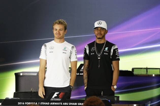 Motorsports: FIA Formula One World Championship WM Weltmeisterschaft 2016, Grand Prix of Abu Dhabi, 6 Nico Rosberg (GER, Mercedes AMG Petronas Formula One Team), 44 Lewis Hamilton (GBR, Mercedes AMG Petronas Formula One Team), xHOCHxZWEIx