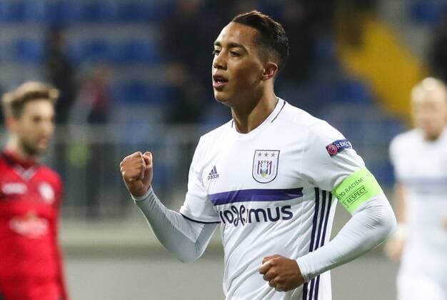 Anderlecht s Youri Tielemans celebrates after scoring during a fifth game in the group stage (gruop C) of the Europa League competition between Azerbaijani team FK Qabala and Belgian team RSCA Anderlecht, Thursday 24 November 2016, in Baku, Azerbaijan. VIRGINIExLEFOUR  x04982311x