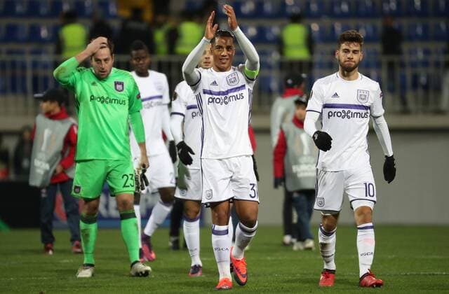 Anderlecht s Youri Tielemans celebrates after winning a fifth game in the group stage (gruop C) of the Europa League competition between Azerbaijani team FK Qabala and Belgian team RSCA Anderlecht, Thursday 24 November 2016, in Baku, Azerbaijan. VIRGINIExLEFOUR  x04982434x