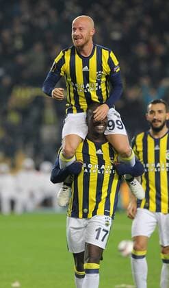 UEFA Europa League Group A day 5 match between Fenerbahce and Zorya Luhansk at Ulker Stadium in Istanbul , Turkey , November 24 , 2016. Final Score: Fenerbahce 2 - Zorya Luhansk 0 Pictured: Fenerbahce players celebrates for Miroslav Stoch Goal. ( Moussa Sow and Miroslav Stoch ) 
