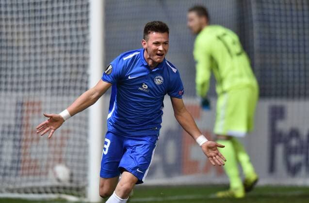 Egon Vuch of Slovan celebrates the first goal during the European league, 5th round, FC Slovan Liberec vs FK Karabach match in Liberec, Czech Republic, on Thursday, November 24, 2016. (CTKxPhoto RadekxPetrasek) CTKPhotoP201611240881801  PER_9352
