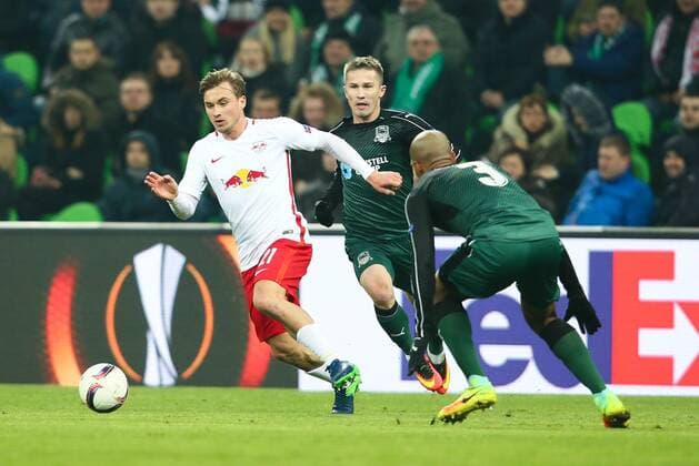 SOCCER - EL, Krasnodar vs RBS KRASNODAR,RUSSIA,24.NOV.16 - SOCCER - UEFA Europa League, group stage, FK Krasnodar vs Red Bull Salzburg. Image shows Fredrik Gulbrandsen (RBS) and Naldo (Krasnodar). GEPAxpictures xFelixxRoittner