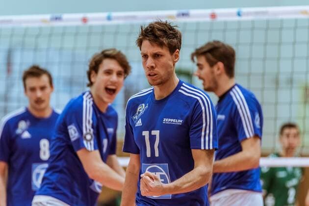 Tomas Kocian (17-Friedrichshafen) Jubel 24.11.2016, DVV-Pokal, Halbfinale, Männer