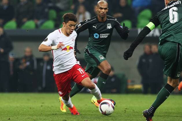 SOCCER - EL, Krasnodar vs RBS KRASNODAR,RUSSIA,24.NOV.16 - SOCCER - UEFA Europa League, group stage, FK Krasnodar vs Red Bull Salzburg. Image shows Hee Chan Hwang (RBS). GEPAxpictures xMathiasxMandl