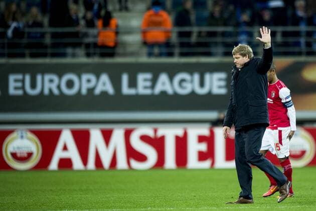 Gent s head coach Hein Vanhaezebrouck show defeat after a fifth game in the group stage (group H) of the Europa League competition between Belgian soccer team KAA Gent and Portugese team SC Braga, Thursday 24 November 2016, in Gent. JASPERxJACOBS  x04982738x