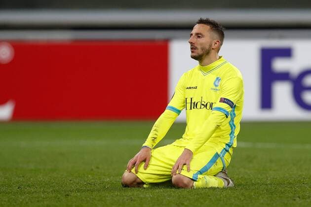 Gent s Danijel Milicevic looks dejected during a fifth game in the group stage (group H) of the Europa League competition between Belgian soccer team KAA Gent and Portugese team SC Braga, Thursday 24 November 2016, in Gent. BRUNOxFAHY  x04982747x