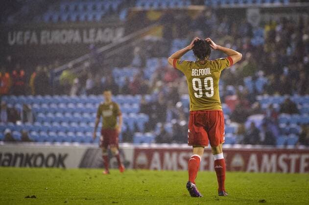 Standard s Ishak Belfodil pictured during a game of the fifth day of the group stage (Group G) of the Europa League competition between Spanish team Celta Vigo and Belgian club Standard de Liege, Thursday 24 November 2016, in Vigo, Spain. NICOLASxLAMBERT  x04982752x