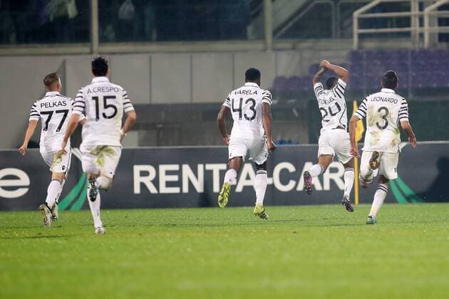 L esultanza dopo il gol del 2-3 di Garry Rodrigues Paok Goal Celebration Paok Firenze 24-11-2016 Stadio Artemio Franchi Europa League Fiorentina - Paok Foto Luca Pagliaricci Insidefoto LucaxPagliaricci