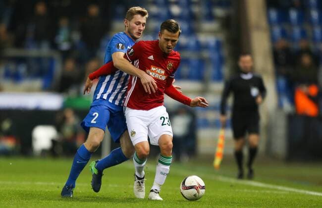 SOCCER - UEFA EL, Genk vs Rapid GENK,BELGIUM,24.NOV.16 - SOCCER - UEFA Europa League, group stage, KRC Genk vs SK Rapid Wien. Image shows Jakub Brabec (Genk) and Arnor Ingvi Traustason (Rapid). Keywords: Wien Energie. GEPAxpictures xPhilippxBrem