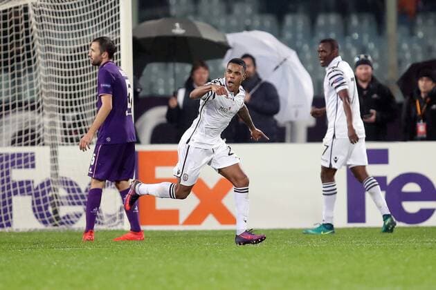 L esultanza dopo il gol del 2-3 di Garry Rodrigues Paok Goal Celebration Paok Firenze 24-11-2016 Stadio Artemio Franchi Europa League Fiorentina - Paok Foto Luca Pagliaricci Insidefoto LucaxPagliaricci