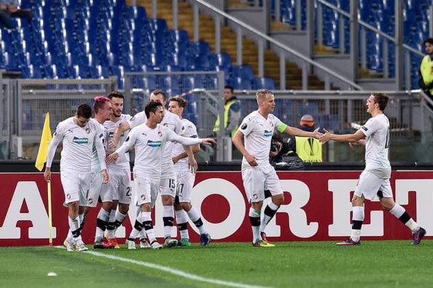 November 24, 2016 - Rome, Italy - Martin Zeman of Viktoria Plzen celebrates scoring first goal during the UEFA Europa League match between Roma and Viktoria Plzen at Stadio Olimpico, Rome, Italy on 24 November 2016. Roma v Viktoria Plzen - UEFA Euope League  - ZUMAn230 20161124_zaa_n230_147