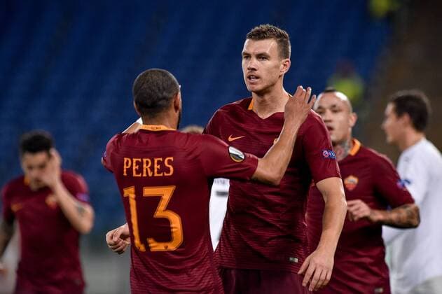 November 24, 2016 - Rome, Italy - Edin Dzeko of Roma celebrates scoring first goal during the UEFA Europa League match between Roma and Viktoria Plzen at Stadio Olimpico, Rome, Italy on 24 November 2016. Roma v Viktoria Plzen - UEFA Euope League  - ZUMAn230 20161124_zaa_n230_150