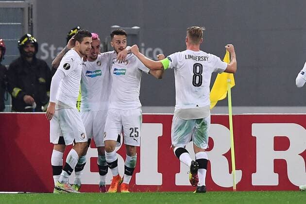 Fußball, EL, AS Rom - Viktoria Pilsen Europa Football League 2016 2017 AS Roma - Viktoria Plzen esultanza gol Martin Zeman 