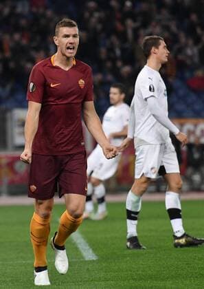 Esultanza Gol Edin Dzeko Roma Goal celebration 2-1 Europa Football League 2016 2017 AS Roma - Viktoria Plzen AndreaxStaccioli
