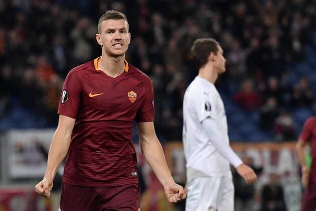 Esultanza Gol Edin Dzeko Roma Goal celebration 2-1 Europa Football League 2016 2017 AS Roma - Viktoria Plzen AndreaxStaccioli