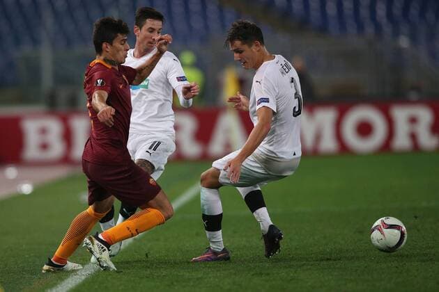 FuÃŸball, EL, AS Rom - Viktoria Pilsen 24.11.2016. Stadio Olimpico, Rome, Italy. UEFA Europa League Football. Roma versus FC Viktoria Plzen. Perotti in action during the match. xmarcoxiacobuccix  ActionPlus11813777