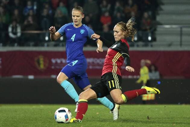 Leuven, Belgium - November 24: Janice Cayman of Belgium pictured during the Women s International friendly football match between the Belgian Red Flames and The Netherlands at the Eneco - Den Dreef stadium in Leuven, Belgium. FOOTBALL : Belgique vs Pays Bas - Match Amical Feminin - Leuven - 24 11 2016 PhotoNews Panoramic 